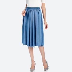 UNIQLO Reversible Silk Tulle Midi Skirt | M | Blue